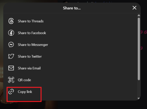 Copy Instagram Reels URL